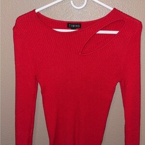 Timing Vibrant Red Asymmetrical Sweater